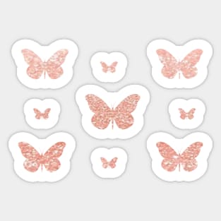 Rose Gold Faux Glitter Butterflies Sticker